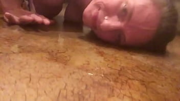 Preview 3 of Jet Fuel Aline - Extreme Puke Piss Puddle from Rough Deepthroat The Dude Uses Bunnie as a Mop Then Makes Her Lick It Up and Swallow - BunnieAndTheDude