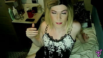 Preview 4 of Old Nany Sleep - Beautiful Shemale Jessica Blows Squirts Massive Creamy Load All Over Her Face &amp_ Swallows It