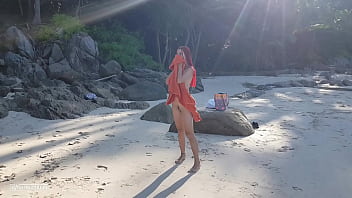 Preview 4 of Jijasali Xxx - Naked red-haired girl bathes on a public beach