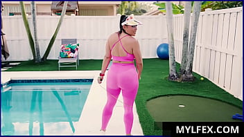 Preview 1 of Sexy Gilf In Jeans - MylfeX.com ⏩ Lubed Stepmom by Stepson at Pool Yard,  (Carmela Clutch,  Peter Green)