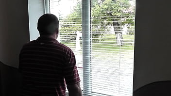 Preview 1 of Osang Scandal - MILF naked in public. Frinas husband watches through window as a pregnant neighbor without panties and a bra dries clothes in courtyard of house. Voyeur. Peeping. Public nudity. Outdoors POV