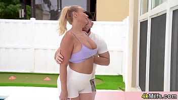 Preview 2 of Allison Parker 22 Anal - Busty sporty wife with bubbly ass shows of her new leg exercise routine for hubb
