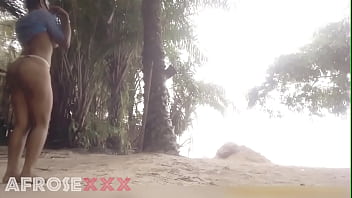 Preview 4 of Forced Strip In Jail - Black girl teasing on the beach