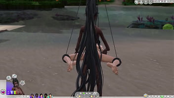 Preview 1 of Very Big Ass Donk - sims 4 ladyboy goddess on tropical beach