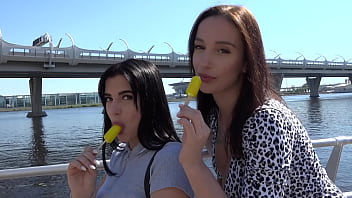 Preview 1 of Shitty Enema - Brunette teen lured into FFM with classy milf and her husband