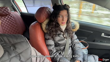 Preview 1 of Leasbain Girl - Risky Public Sex in the Car Huge Cum on Face and Cumwalk in metro