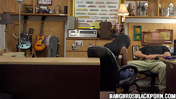 Preview 2 of Sexs With Dummy - Black teen with huge tits sucks a dick in the backstore of a pawnshop