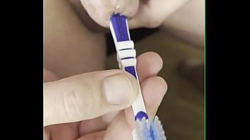 Preview 1 of Sali Lion Sex - Deep sounding with toothbrush urethra