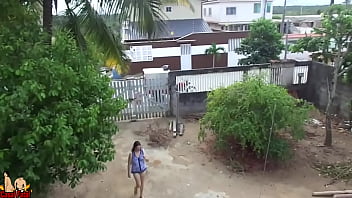 Preview 2 of Bokep Indonesia Alona Safir - Real wife answer delivery man without pants. She opens the door like that!