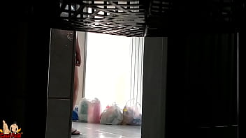Preview 3 of Bokep Indonesia Alona Safir - Real wife answer delivery man without pants. She opens the door like that!