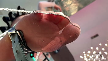 Preview 4 of Fuck 2min - POV Goddess foot in torn tan pantyhose above you