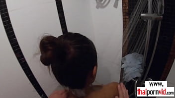 Preview 2 of Wharoom - Petite amateur Thai teen Cherry fucked in the shower by a big european dick