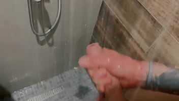 Preview 2 of Chubby Hairy Teen Cunnilingus - Pulsing DICK under the shower spray