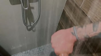 Preview 3 of Chubby Hairy Teen Cunnilingus - Pulsing DICK under the shower spray