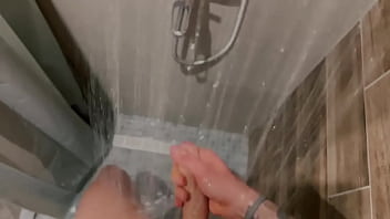 Preview 1 of Chubby Hairy Teen Cunnilingus - Pulsing DICK under the shower spray