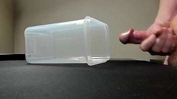 Preview 2 of Gime Espaol - Cumming into container to save for girl friend when she cums home
