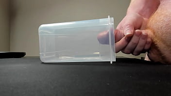 Preview 4 of Gime Espaol - Cumming into container to save for girl friend when she cums home