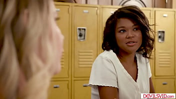 Preview 1 of Sex Repa Videos - DevilsVid.com - Ebony lesbian fingering blonde classmate