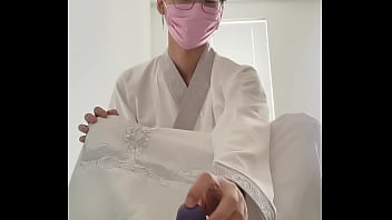 Preview 2 of Africa Bf - asian hanfu sissy femboy twink white socks kneeling anal and huge cumshot