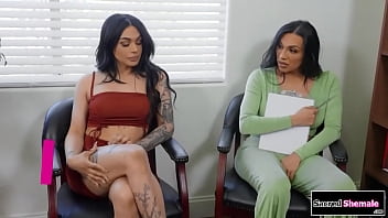 Preview 1 of Sucking Tiny Hair - SacredShemale.com - Tgirl Jessy Dubai barebacks TS Eva Maxim