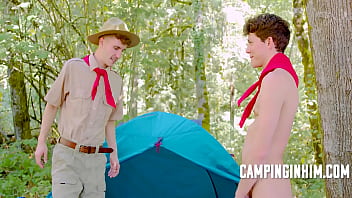 Preview 2 of Brother Fok My Sister And Mom - Teen Scout Fixes Twink&#039_s Tent
