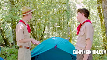 Preview 1 of Brother Fok My Sister And Mom - Teen Scout Fixes Twink&#039_s Tent