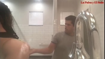 Preview 2 of Black Crizi - La Paisa gets Facial in Public bathroom and gets caught on camera!