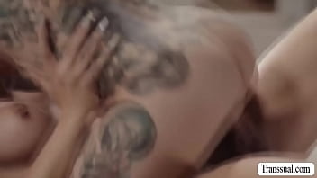 Preview 4 of Hot Mom Xnxx Videos - Tattooed stepmom banged by TS stepteen