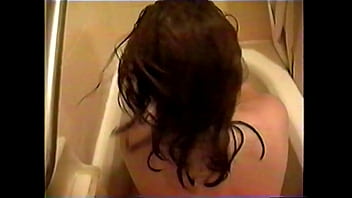 Preview 4 of Butt Rape 4 - Busty Brunette sucks cock and her own tits soaking in the tub