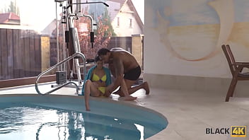 Preview 2 of Sexy Com Bf Xxxx - BLACK4K. Black man and skinny brunette have awesome sex by the pool
