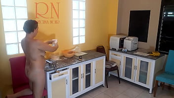 Preview 1 of Vomit Arab - Naked Cooking. Regina Noir,  a nudist housekeeper,  Nakedbakers. Nude maid. Naked housewife. Cam 3