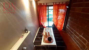 Preview 3 of Shemal Duck Girl - Peep. Voyeur. Housewife washes in the shower with soap,  shaves her pussy in the bath. Cam 2