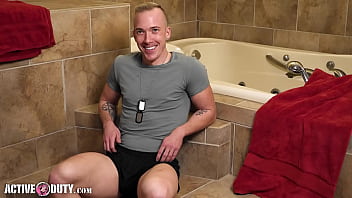 Preview 2 of Xxxmom Chudai - ActiveDuty - Big Dicked Soldier Solo Steamy Shower Scene