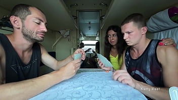 Preview 1 of Wtj 9 - Cuckold lost his wife in cards and watches how she is fucked on the train
