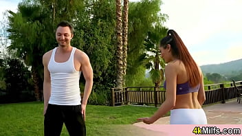 Preview 1 of Sebastian Yatra - Beautiful brunette yoga intructor Chloe cant hide her nymphomaniac personality