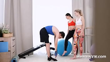Preview 2 of Tarlrisir - Monroe Fox and Rin White,  Threesome at the Gym