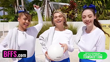 Preview 1 of Msrd Xx - BFFs - Fit And Sexy Vixens Surprise And Fuck POV Style Their Trainer After Beach Volleyball Practise