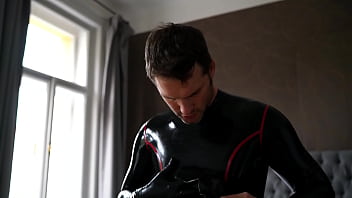 Preview 3 of Fart Deepthroat Out Lips - Horror Full Body Latex Suit Threesome Tru Kait