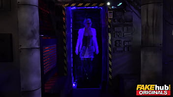 Preview 1 of By Frends Mom - FAKEhub - Hot young scientist discovers a universe where time runs backwards so explores a big cock to an explosive squirting orgasm before taking a reverse facial - Space Taxi