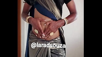 Preview 2 of Spin Koss - Indian crossdresser slut Lara D&#039_Souza sexy video in lycra saree part 2