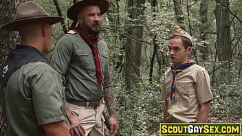Preview 1 of Bbw Mom Roleplay Pov - ScoutGaySex.com - Poor petite scout boy Marcus Rivers have nowhere to run out in the wild forest when his two scoutmasters Dolf Dietrich and Jax Thirio want to fuck him!