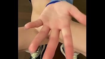 Preview 4 of Schoolgirl Brunette - Petite Rub&iacute_ Saffro fingering wet pussy