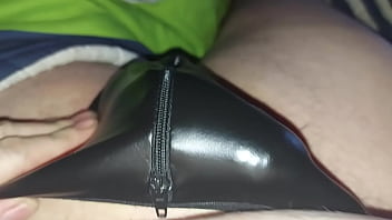 Preview 1 of Rayp Vidos Xnxx - Teasing my cock in open croth thong