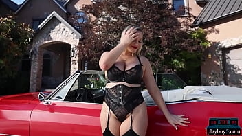 Preview 1 of 3d Dp - Thick BBW Mia Malkova strips outdoor for Playboy showing off her assets