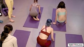Preview 1 of Mom Blinded - Tgirl4You.com - Trans yoga instructor Emma Rose fucks a girl