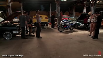 Preview 1 of Yoni Kiss Fuking - Blonde fucked with tools in garage