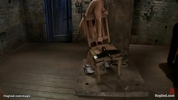 Preview 1 of Young Boy Eat Mom - Busty blonde takes proper chair bondage