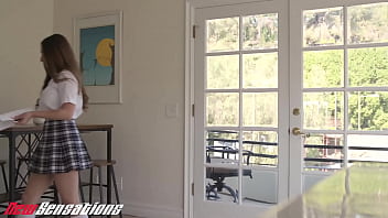 Preview 1 of Bus U Hi - New Sensations - Big Tit Coed Penelope Kay Surprises Teacher At Home To Fuck