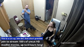 Preview 2 of Small Drill - very pregnant nova maverick gets tongue extensively examined by nurse raven rogue while being restrained,  Full Movie Only At BondageClinic - Reup