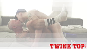 Preview 4 of Sex3 Almy - TwinkTop - Silver daddy coach teaches short hung jock how to fuck
